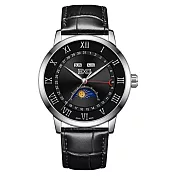 BEXEI 貝克斯 9203 黎明之光系列 日月星辰 日期顯示 動力儲存 全自動機械錶 腕錶 9203 經典黑