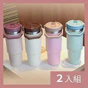 CS22 304不鏽鋼雙層真空吸管保溫隨行杯900ml-2入 粉色