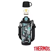 【THERMOS膳魔師】不鏽鋼兩用頭真空保溫瓶1000ml(FJJ-1001WF-BKAQ) 藍色