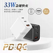 CITY 33W PD+QC多協議旅用3孔充電頭 急速充電器 安規認證 台灣製造  白色