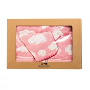 JOGAN日本成願毛巾 elephant infant 象寶貝系列 純棉帽披巾+手帕 禮盒組 河馬粉紅