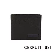 【Cerruti 1881】限量2折 義大利頂級小牛皮4卡零錢袋短夾 全新專櫃展示品(黑色 CEPU05916M)