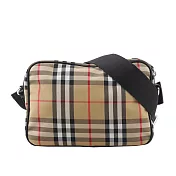 BURBERRY Paddy 格紋尼龍帆布拉鍊斜揹包 (復古黃)