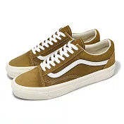 Vans 休閒鞋 Old Skool 36 男鞋 棕 白 皮革 鬆餅格紋 板鞋 運動鞋 VN000CNG1M7