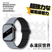 【Parkour X 跑酷】日式雪奈系列高質感APPLE WATCH 雙色防水矽膠磁吸錶帶 (42/44/45/49MM 扣環設計降低掉落風險!) 42/44/45/49MM 永凍灰世界