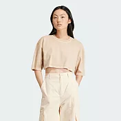 ADIDAS ESS+ CROP TEE 短版 女短袖上衣-奶茶-IR5997 L 卡其