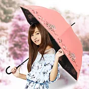 【雙龍牌】小香風黑膠宮廷傘自動直立傘晴雨傘/防曬抗UV陽傘A8027D 香頌粉