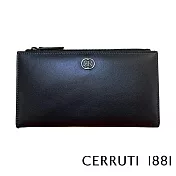 【Cerruti 1881】限量2折 義大利頂級小牛皮女用長夾 全新專櫃展示品(黑色 CEPD06327M)