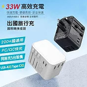 CITY 33W 出國萬用充電器 全球通用萬能轉換插頭(2USB-C+3USB-A ) 商務黑