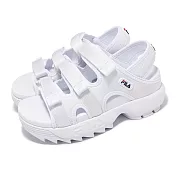 Fila 涼拖鞋 Disruptor SD Puffy 女鞋 白 尼龍 魔鬼氈 厚底 涼鞋 斐樂 5S138Y125