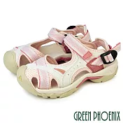 【GREEN PHOENIX】女 溯溪鞋 運動涼鞋 護趾涼鞋 戶外機能 防踢 吸震 沾黏式 EU38 粉紅色