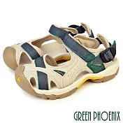 【GREEN PHOENIX】女 溯溪鞋 運動涼鞋 護趾涼鞋 戶外機能 防踢 吸震 沾黏式 EU36 綠色