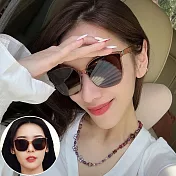 seoul show首爾秀 折疊彈簧腿方圓框男女太陽眼鏡UV400墨鏡 G07  落桂棕