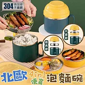 北歐304不鏽鋼4in1便當泡麵碗(2入組) 北歐藍*2