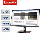 【Lenovo】聯想 ThinkVision S27i-30 27吋 顯示器(63DFKAR4WW)