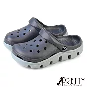 【Pretty】男女 女大尺碼 洞洞鞋 雨鞋 拖鞋 涼鞋 兩穿式 防水 輕量 厚底 US6 藍色