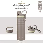 【GrandTies】雙蓋寬口709ML真空不鏽鋼保溫瓶/保溫杯(野餐/運動/保冷/保溫)- 小麥田