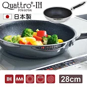 【福利品】新潟嚴選 Quattro Plus日本製一體成型耐刮深炒鍋 28cm IH對應 不挑爐具、鐵鏟可用