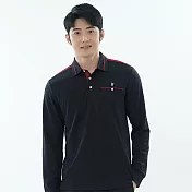 【遊遍天下】男款抗UV吸濕排汗機能長袖POLO衫(M-5L 大尺碼) (GL1039) 2XL 黑色