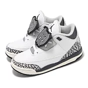 Nike 童鞋 Air Jordan 3 Retro TD 小童 白 黑 爆裂紋 3代 親子鞋 大象 FB4415-100