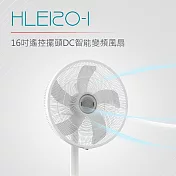 DIKE 16吋遙控擺頭DC智慧變頻風扇 HLE120WT-1 白