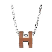 Hermes 愛馬仕 Mini Pop 經典H立體橢圓簍空項鍊(銀) A9駝金