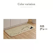 【IKEHIKO】日式黑貓圖案廚房地墊50x120cm(吸水防油踏墊 地墊 踏墊 腳踏地毯/9036642) 灰色S2