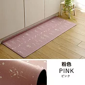 【IKEHIKO】日式摺邊花草圖案廚房地墊45x120cm(吸水防油踏墊 折邊地墊 踏墊 腳踏地毯/10378130) 粉色S2
