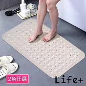 【Life+】日式簡約TPE浴室防滑地墊/吸盤腳踏墊(38x70cm)_2色任選 _卡其色