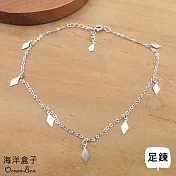 精美閃亮菱形流蘇925純銀腳鍊 (外鍍專櫃級正白K.女用腳鍊)