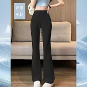涼感 BJ COLLECTION 日系冰絲顯瘦高彈力腰鬆緊長褲 BJC40042 FREE 黑色
