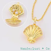 Wanderlust+Co 澳洲品牌 金色貝殼項鍊 內鑲寶石珍珠款 Sundaze Shell