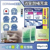 日本Febreze風倍清-W放置型果凍凝膠消臭劑補充盒130gx2入/盒(本品不含外蓋,長效除臭約60天,廚房客廳玄關鞋櫃臥室廁所香氛補充盒) 清爽香(藍)