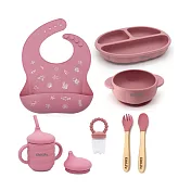 【KidsLife】寶寶餐具彌月禮盒(A款-多色可選)  豆沙紅