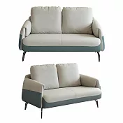 IDEA-艾森質感雙色皮革沙發組-雙人沙發 藍綠色