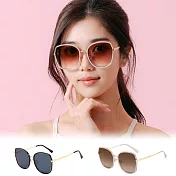 【ALEGANT】魅力時尚金屬設計方框墨鏡/UV400太陽眼鏡 文鳥白