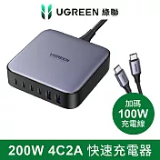 綠聯 200W 六口氮化鎵快充充電器(4C2A)