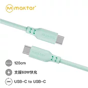 Maktar USB-C to USB-C 矽膠 快充傳輸線 120cm 蒂芬妮綠