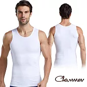 【Charmen】NY025高彈束胸收腹無袖塑身衣 男性塑身衣 XL (白色)