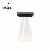 【義大利UBIQUA】Torus Glass 秘境幽浮USB充電式玻璃座桌燈- 時尚黑