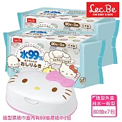 日本LEC Hello Kitty凱蒂貓純水濕紙巾超值組(造型外盒+濕紙巾80抽x7包)