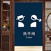 【巴芙洛】微風日系辦公家用門簾ONE系列(長門簾/門簾/日式門簾/風水簾/免打孔門簾/對開式門簾) 洗手間藍