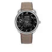HERMES Arceau Squelette 透明齒輪錶盤及鱷魚皮錶帶男錶_展示品 (象灰色)