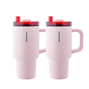 [CookPower 鍋寶] 珍珠粗吸管陶瓷隨行把手杯900ml 買1送1(3色選) 愛戀粉2入組
