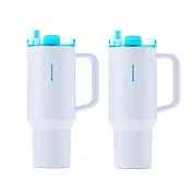 [CookPower 鍋寶] 珍珠粗吸管陶瓷隨行把手杯1200ml 買1送1(2色選) 極靜白2入組