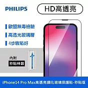 PHILIPS 飛利浦 iPhone 14 Pro Max 6.7吋 高透亮9H鋼化玻璃保護貼-秒貼版 DLK1206/11