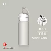 犀牛盾 AquaStand磁吸水壺 - 不鏽鋼保溫杯/保溫瓶 480ml (無吸管) MagSafe兼容支架運動水壺 - 貝殼灰