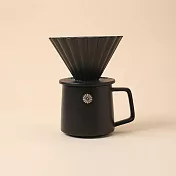 【陸寶LOHAS】花見咖啡杯套組（小）V型濾杯搭配馬克杯 適用V60和蛋糕濾紙 禪風黑