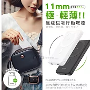 ONPRO Slim極超薄 親膚美型無線磁吸行動電源 5000mAh PD快充/Magsafe 附專屬收納皮套 典雅白