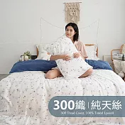 《BUHO》台製300織100%TENCEL純天絲?床包被套四件組-雙人 《清香藍苑》